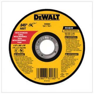 DISCO CORTE METAL FINO 4,1/2 X 0,045 DW